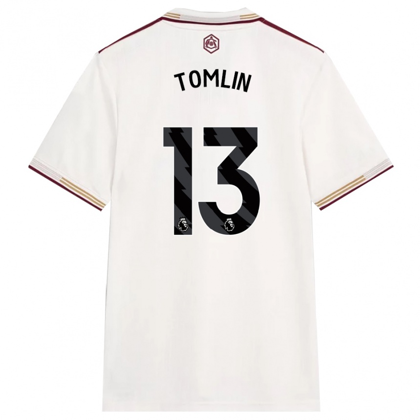 נשים כדורגל Jack Tomlin #13 לבן מלוכלך בורדו ג'רזי קיט שלישי 2025/26