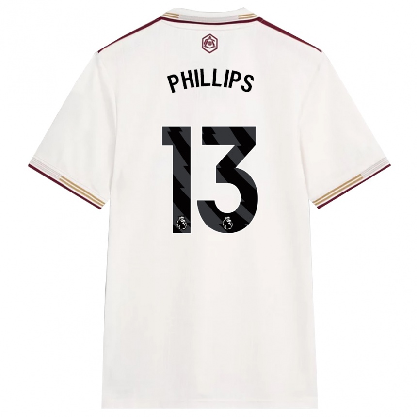 נשים כדורגל Charlie Phillips #13 לבן מלוכלך בורדו ג'רזי קיט שלישי 2025/26