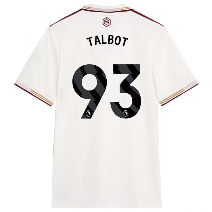נשים כדורגל Jack Talbot #93 לבן מלוכלך בורדו ג'רזי קיט שלישי 2025/26