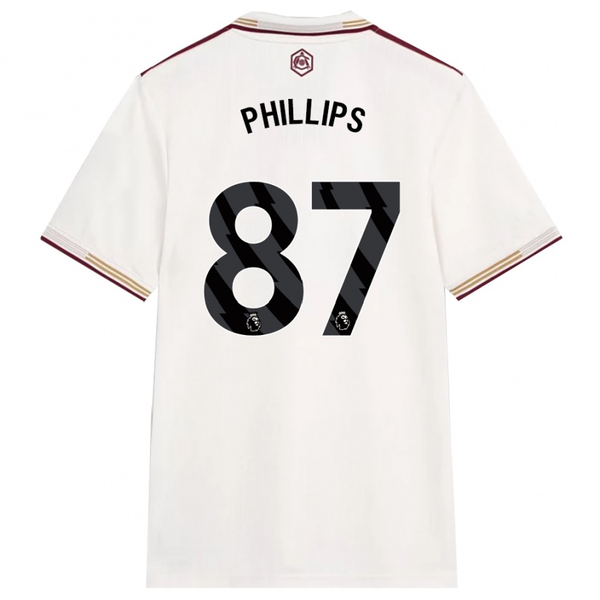 נשים כדורגל Bowen Phillips #87 לבן מלוכלך בורדו ג'רזי קיט שלישי 2025/26