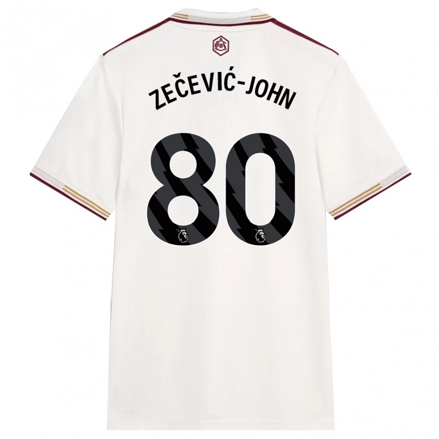 נשים כדורגל Louis Zečević-John #80 לבן מלוכלך בורדו ג'רזי קיט שלישי 2025/26