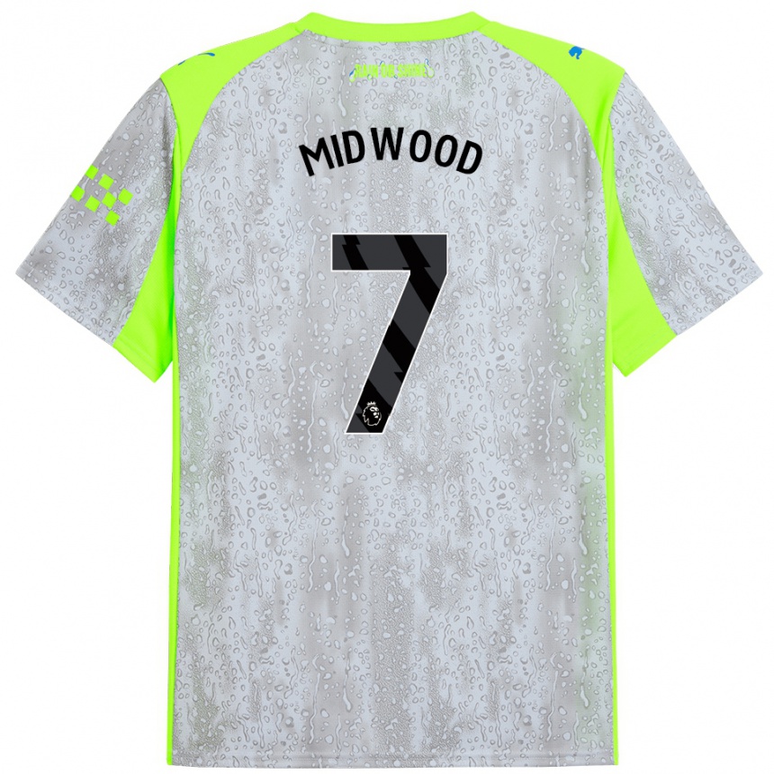 נשים כדורגל Kylan Midwood #7 אפור צהוב ג'רזי קיט שלישי 2025/26