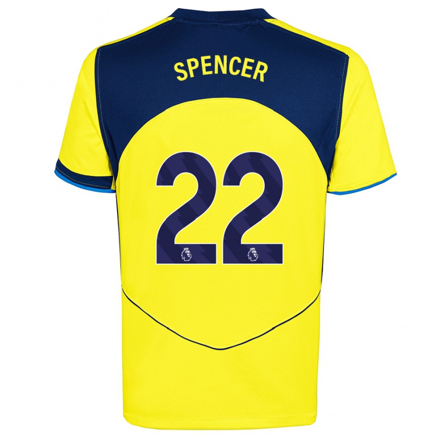 נשים כדורגל רבקה ספנסר #22 צהוב נייבי ג'רזי קיט שלישי 2025/26