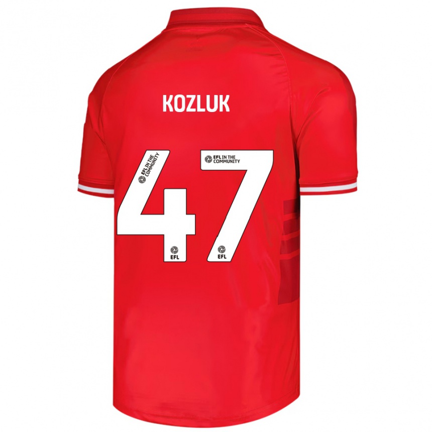 ילדים כדורגל Ziggy Kozluk #47 אדום לבן ג'רזי ביתית 2025/26