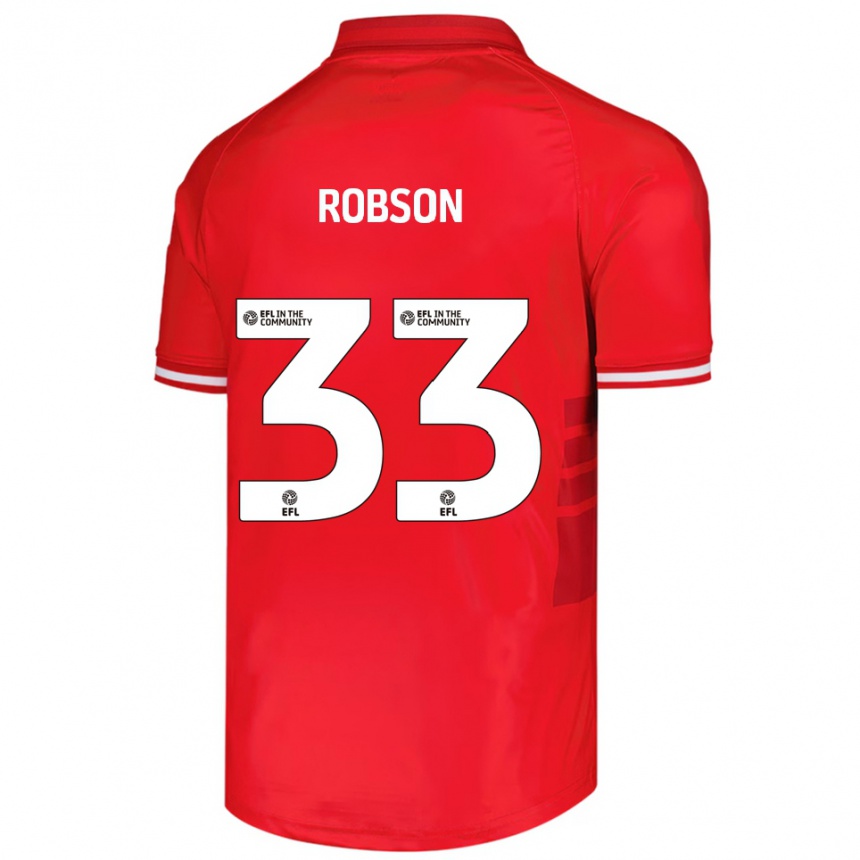 ילדים כדורגל Robson Woodcock #33 אדום לבן ג'רזי ביתית 2025/26