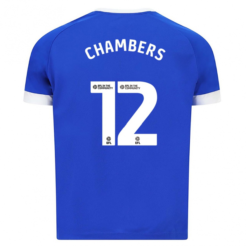 ילדים כדורגל קאלום צ'יימברס #12 כחול לבן ג'רזי ביתית 2025/26