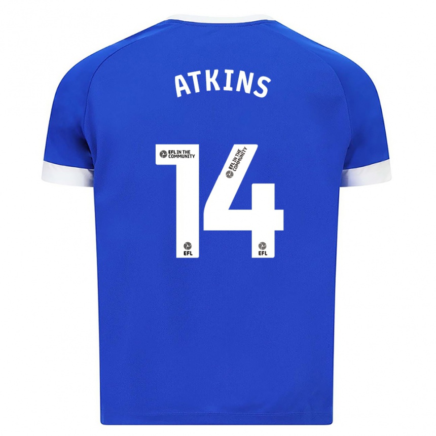ילדים כדורגל זואי אטקינס #14 כחול לבן ג'רזי ביתית 2025/26