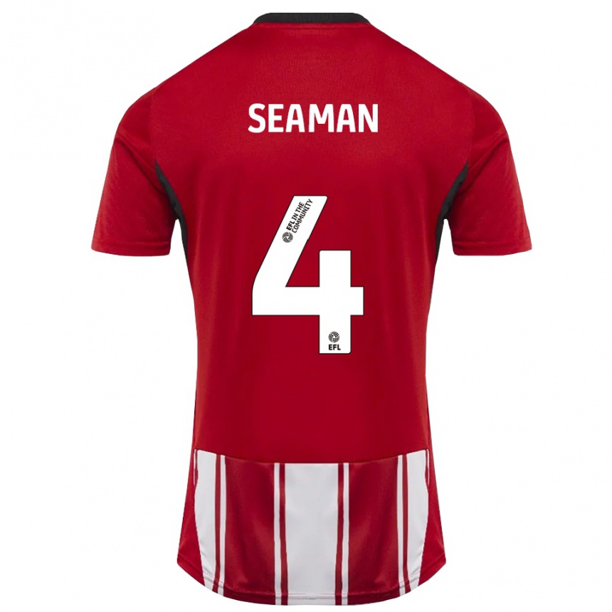 ילדים כדורגל Jaydee Seaman #4 אדום לבן שחור ג'רזי ביתית 2025/26