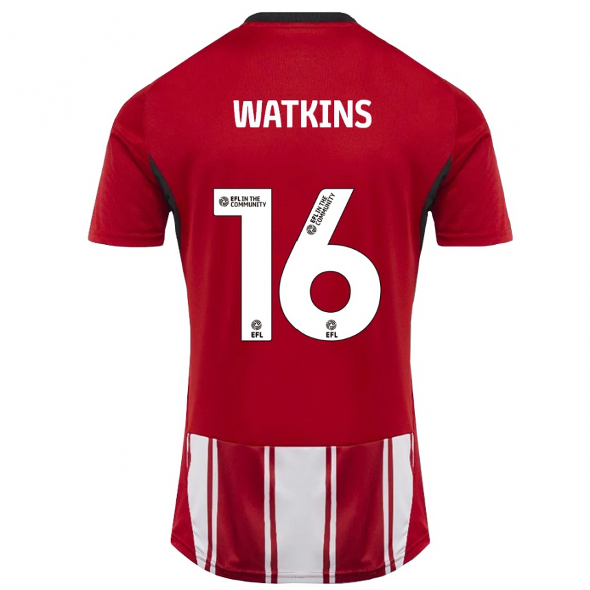 ילדים כדורגל Zoe Watkins #16 אדום לבן שחור ג'רזי ביתית 2025/26