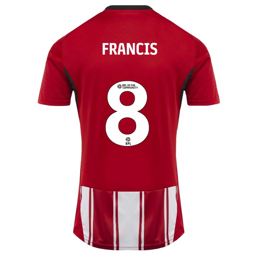 ילדים כדורגל אדוארד פרנסיס #8 אדום לבן שחור ג'רזי ביתית 2025/26