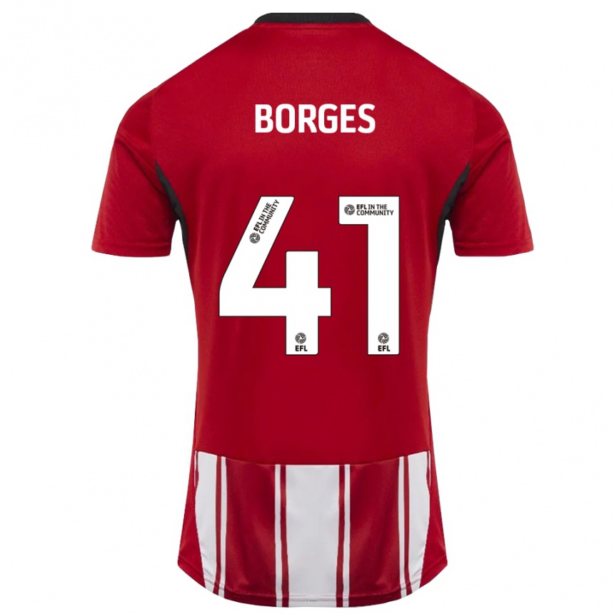 ילדים כדורגל פדרו בורז׳ס #41 אדום לבן שחור ג'רזי ביתית 2025/26