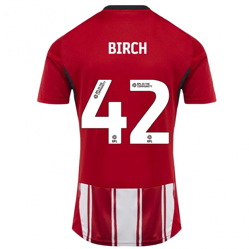 ילדים כדורגל George Birch #42 אדום לבן שחור ג'רזי ביתית 2025/26