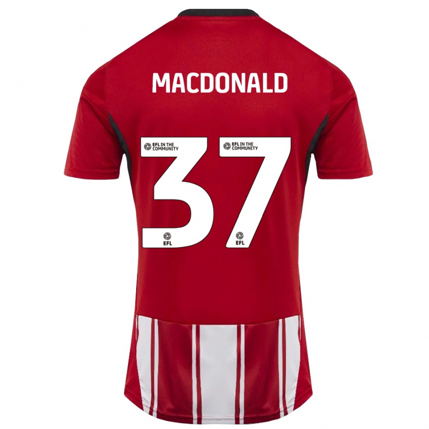 ילדים כדורגל Shaun Macdonald #37 אדום לבן שחור ג'רזי ביתית 2025/26