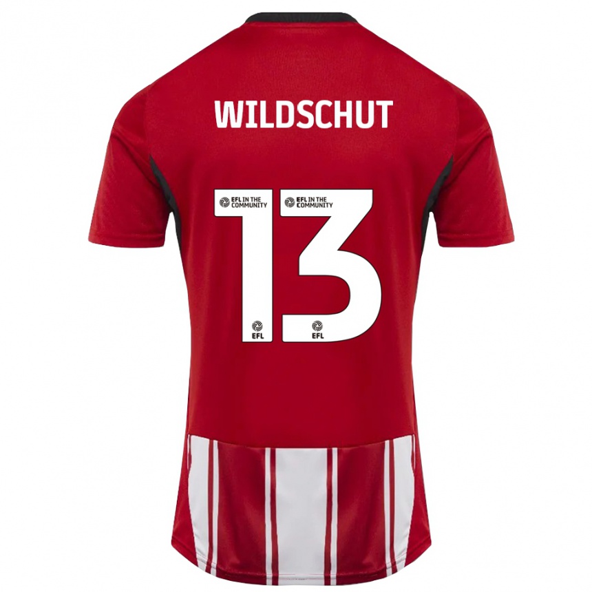 ילדים כדורגל יאניק וילדסחוט #13 אדום לבן שחור ג'רזי ביתית 2025/26