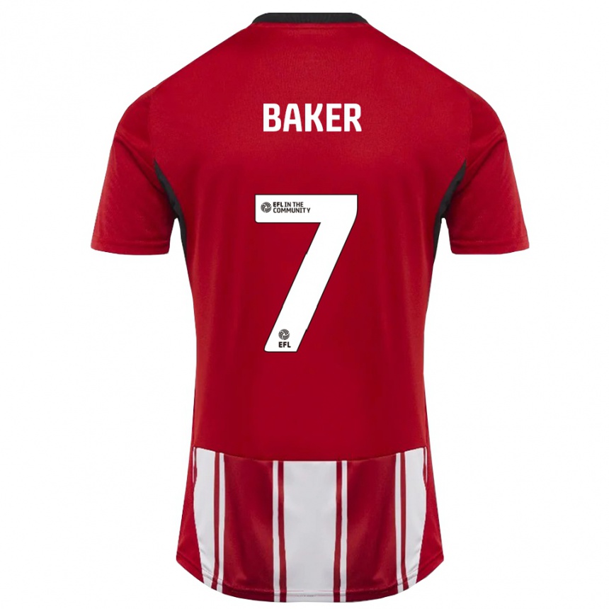 ילדים כדורגל Phoebe Baker #7 אדום לבן שחור ג'רזי ביתית 2025/26