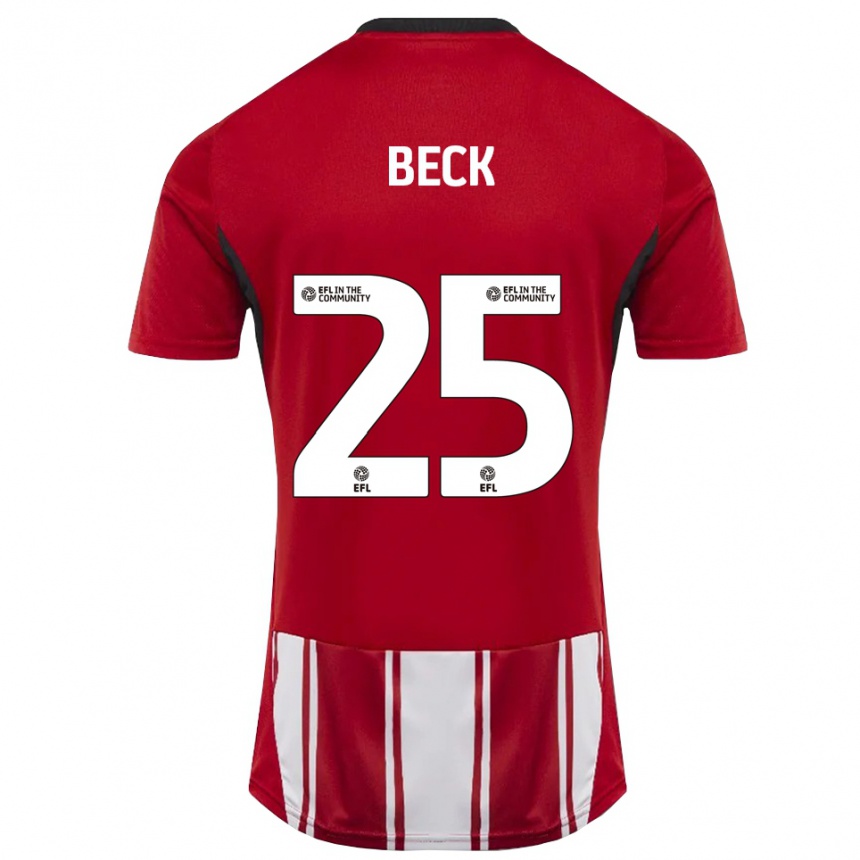 ילדים כדורגל Steph Beck #25 אדום לבן שחור ג'רזי ביתית 2025/26