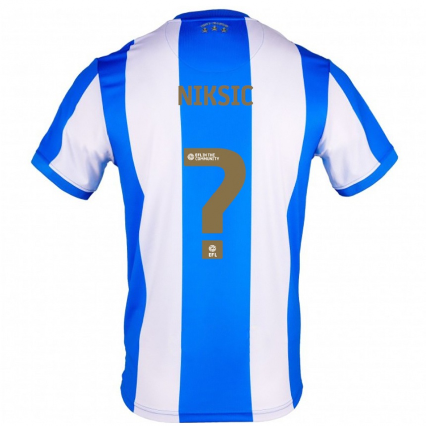 ילדים כדורגל Hasan Niksic #0 כחול לבן ג'רזי ביתית 2025/26