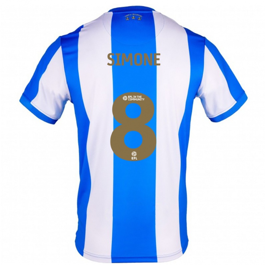 ילדים כדורגל Caz Simone #8 כחול לבן ג'רזי ביתית 2025/26