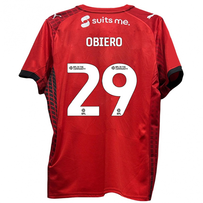 ילדים כדורגל זק אוביירו #29 אדום שחור ג'רזי ביתית 2025/26