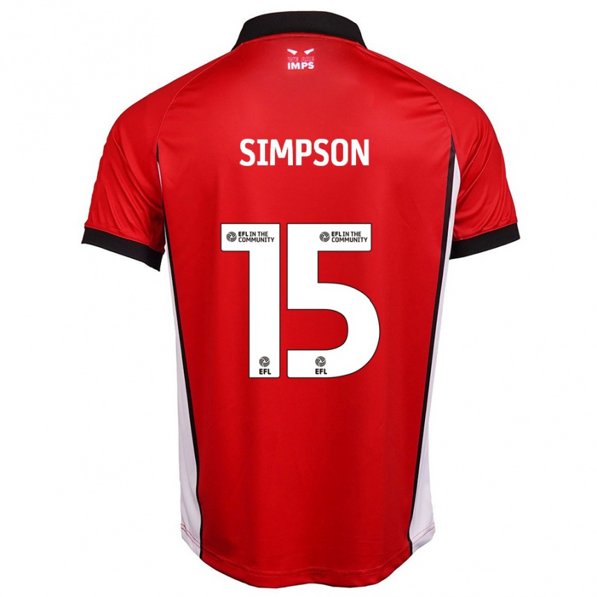 ילדים כדורגל ג'ון סימפסון #15 אדום לבן ג'רזי ביתית 2025/26
