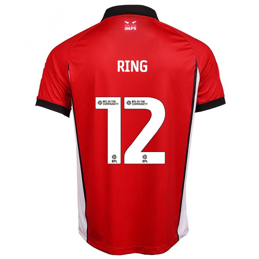 ילדים כדורגל אריק רינג #12 אדום לבן ג'רזי ביתית 2025/26