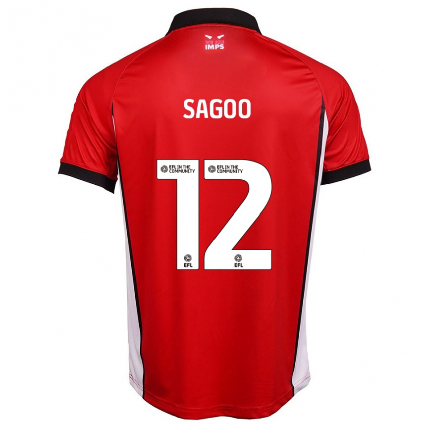 ילדים כדורגל Kian Sagoo #12 אדום לבן ג'רזי ביתית 2025/26