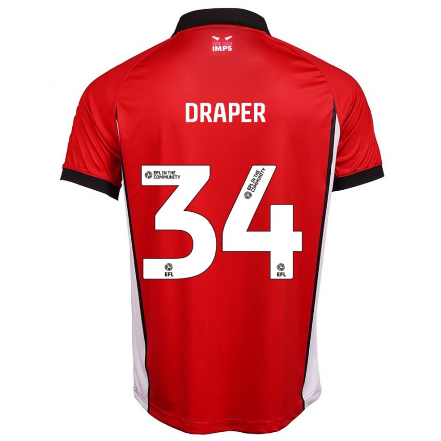 ילדים כדורגל פרדי דרייפר #34 אדום לבן ג'רזי ביתית 2025/26