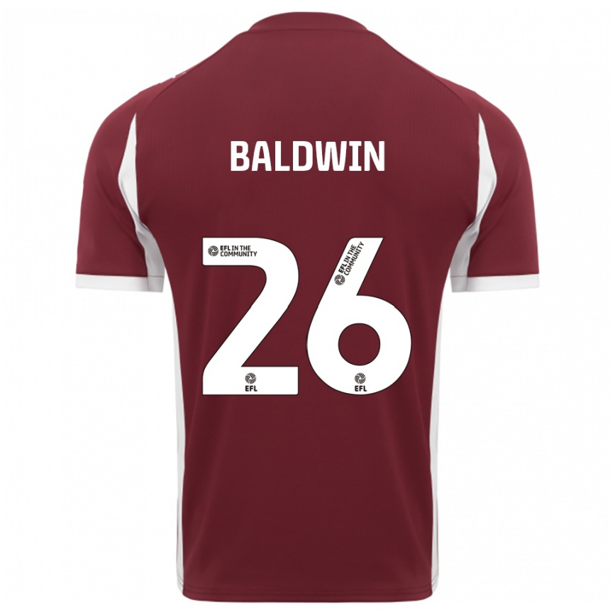 ילדים כדורגל ג'ק בולדווין #26 בורדו לבן ג'רזי ביתית 2025/26