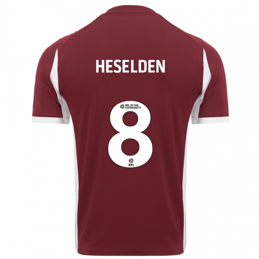 ילדים כדורגל Ruby Heselden #8 בורדו לבן ג'רזי ביתית 2025/26