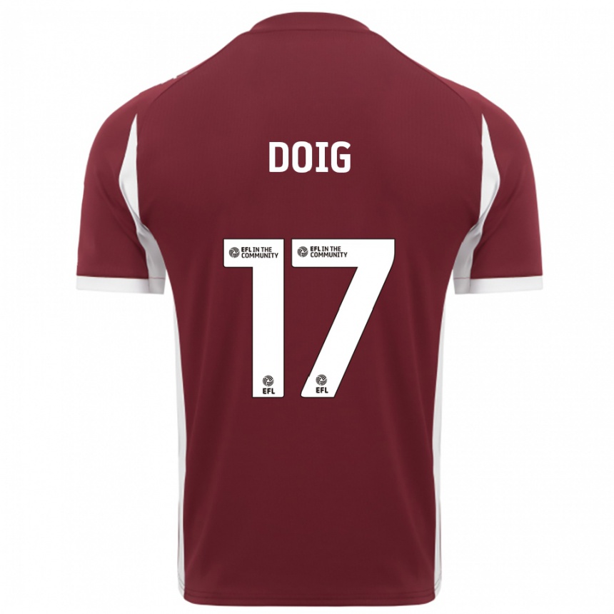 ילדים כדורגל Keira Doig #17 בורדו לבן ג'רזי ביתית 2025/26