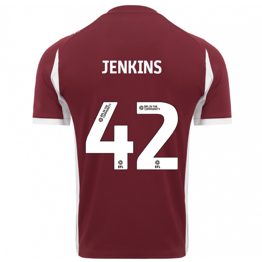 ילדים כדורגל Leo Jenkins #42 בורדו לבן ג'רזי ביתית 2025/26