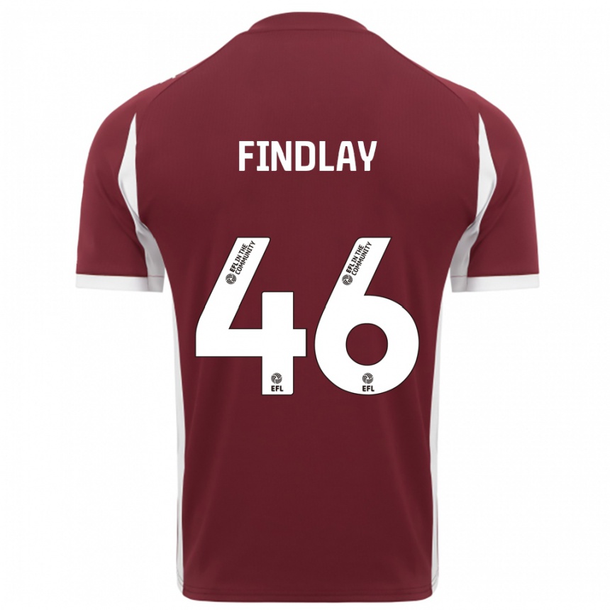 ילדים כדורגל Freddie Findlay #46 בורדו לבן ג'רזי ביתית 2025/26