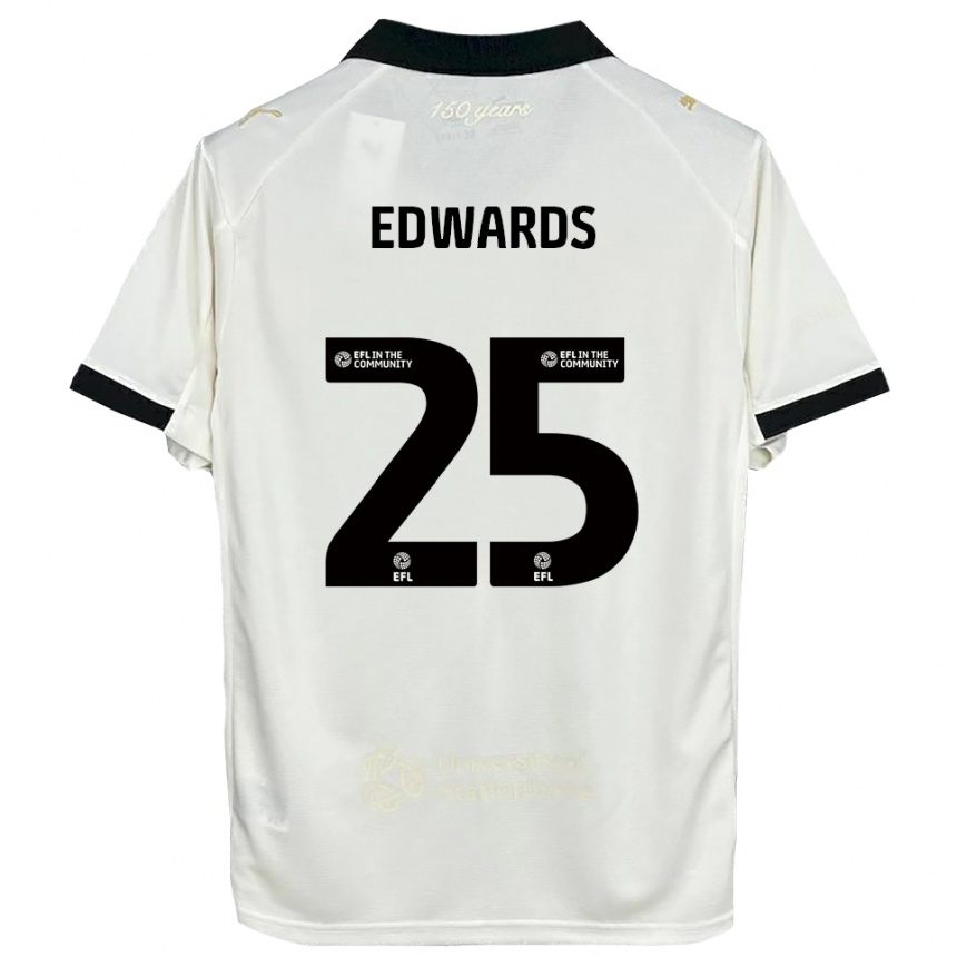 ילדים כדורגל דיימונד אדווארדס #25 לבן פנינה שחור ג'רזי ביתית 2025/26