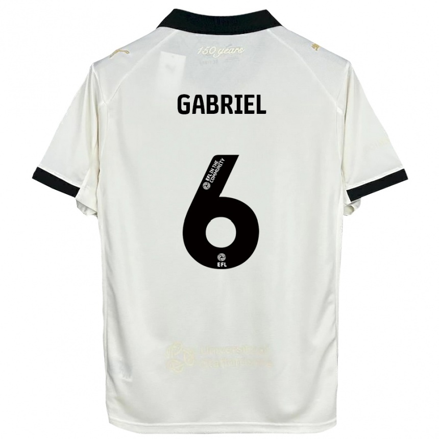 ילדים כדורגל ג'ורדן לורנס-גבריאל #6 לבן פנינה שחור ג'רזי ביתית 2025/26