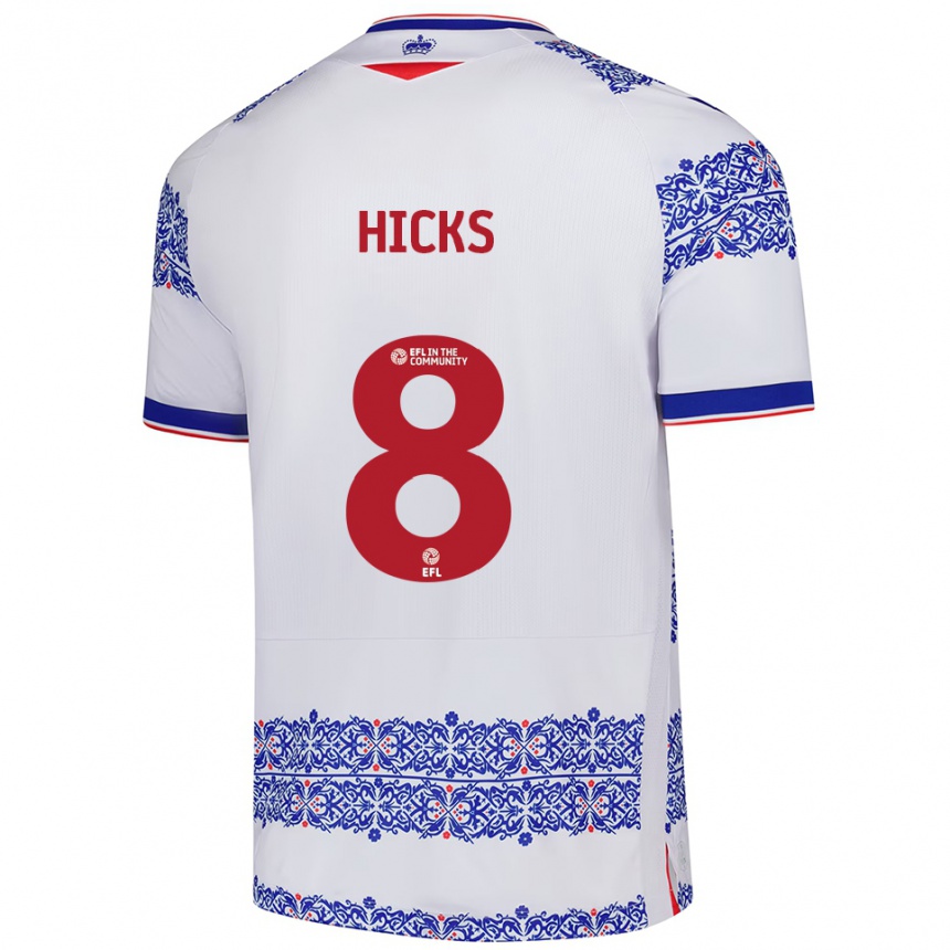 ילדים כדורגל David Hicks #8 לבן כחול ג'רזי ביתית 2025/26 ילדים כדורגל David Hicks #8 לבן כחול ג'רזי ביתית 2025/26