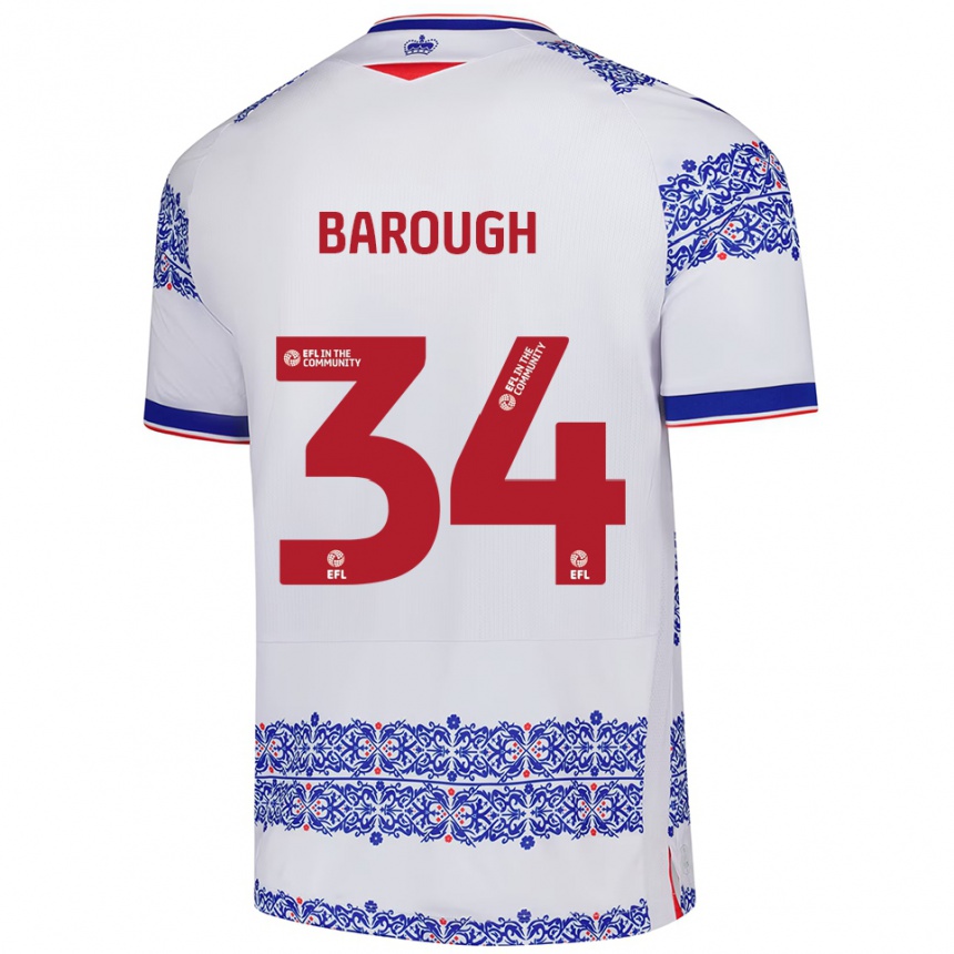 ילדים כדורגל Joe Barough #34 לבן כחול ג'רזי ביתית 2025/26 ילדים כדורגל Joe Barough #34 לבן כחול ג'רזי ביתית 2025/26
