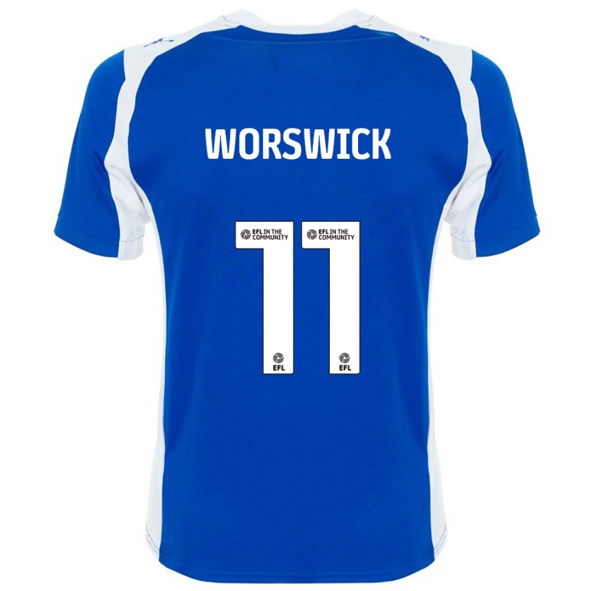 ילדים כדורגל Isobel Worswick #11 כחול לבן ג'רזי ביתית 2025/26