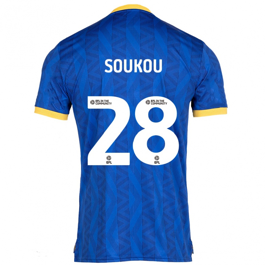 ילדים כדורגל Shaun Soukou #28 כחול נייבי צהוב ג'רזי ביתית 2025/26