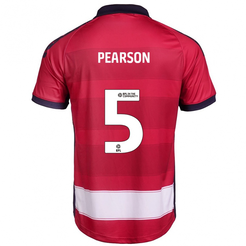 ילדים כדורגל מאטי פירסון #5 אדום לבן ג'רזי ביתית 2025/26