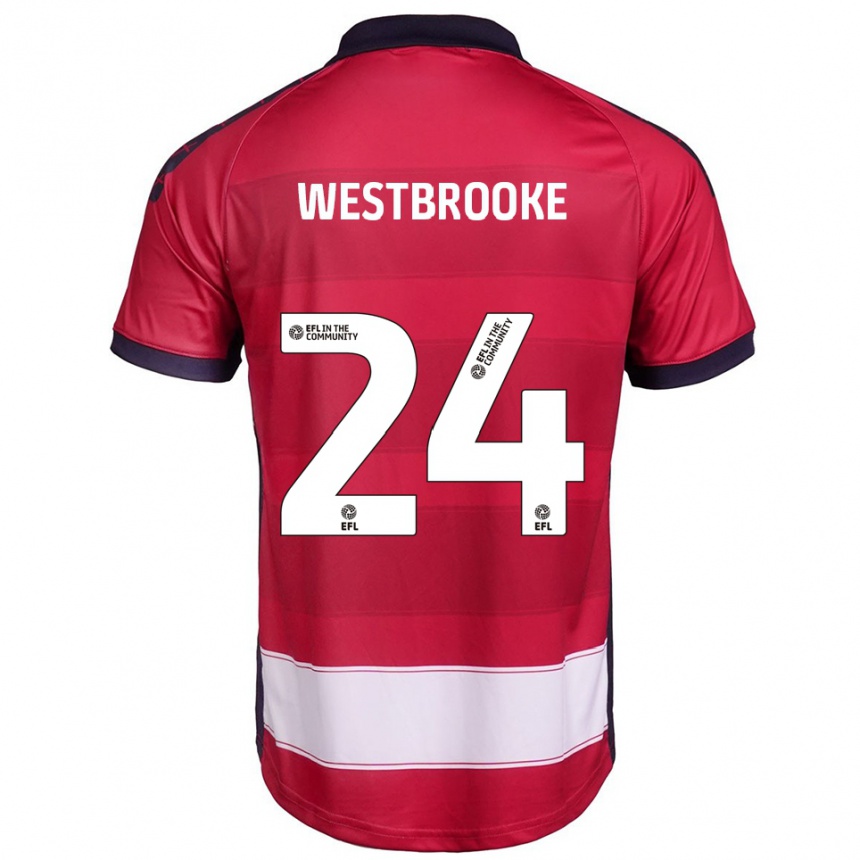 ילדים כדורגל זאין ווסטברוק #24 אדום לבן ג'רזי ביתית 2025/26