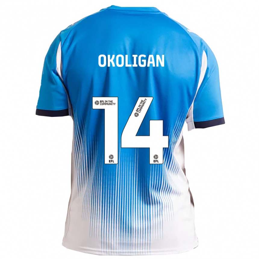 ילדים כדורגל Desire Okoligan #14 כחול לבן ג'רזי ביתית 2025/26