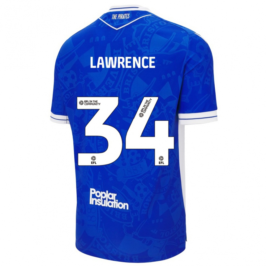 ילדים כדורגל ג׳רי לורנס #34 כחול לבן ג'רזי ביתית 2025/26