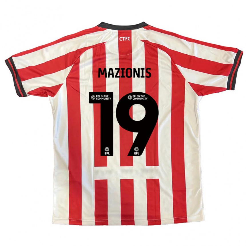 ילדים כדורגל Jokubas Mazionis #19 אדום לבן שחור ג'רזי ביתית 2025/26