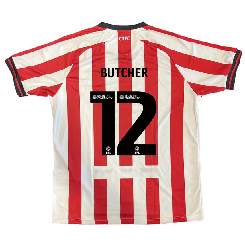 ילדים כדורגל Henna Butcher #12 אדום לבן שחור ג'רזי ביתית 2025/26