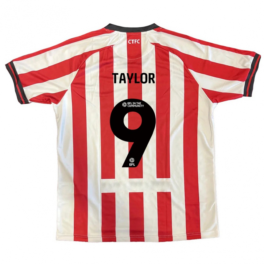 ילדים כדורגל מאט טיילור #9 אדום לבן שחור ג'רזי ביתית 2025/26