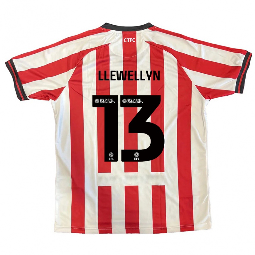 ילדים כדורגל Ffion Llewellyn #13 אדום לבן שחור ג'רזי ביתית 2025/26