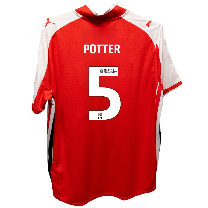 ילדים כדורגל פינלי פוטר #5 אדום לבן ג'רזי ביתית 2025/26