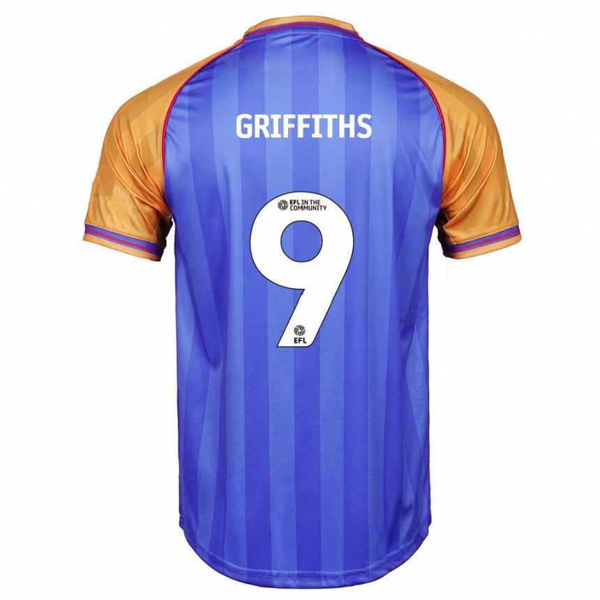 ילדים כדורגל Zoe Griffiths #9 כחול כתום ג'רזי ביתית 2025/26