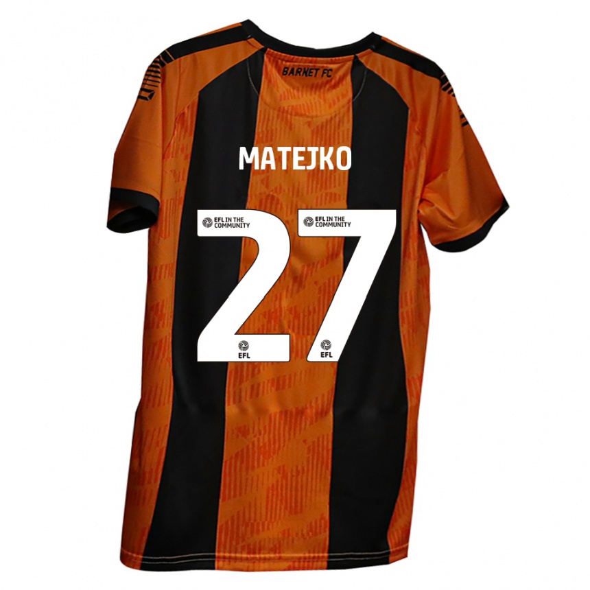 ילדים כדורגל פטריק מטייקו #27 כתום שחור ג'רזי ביתית 2025/26