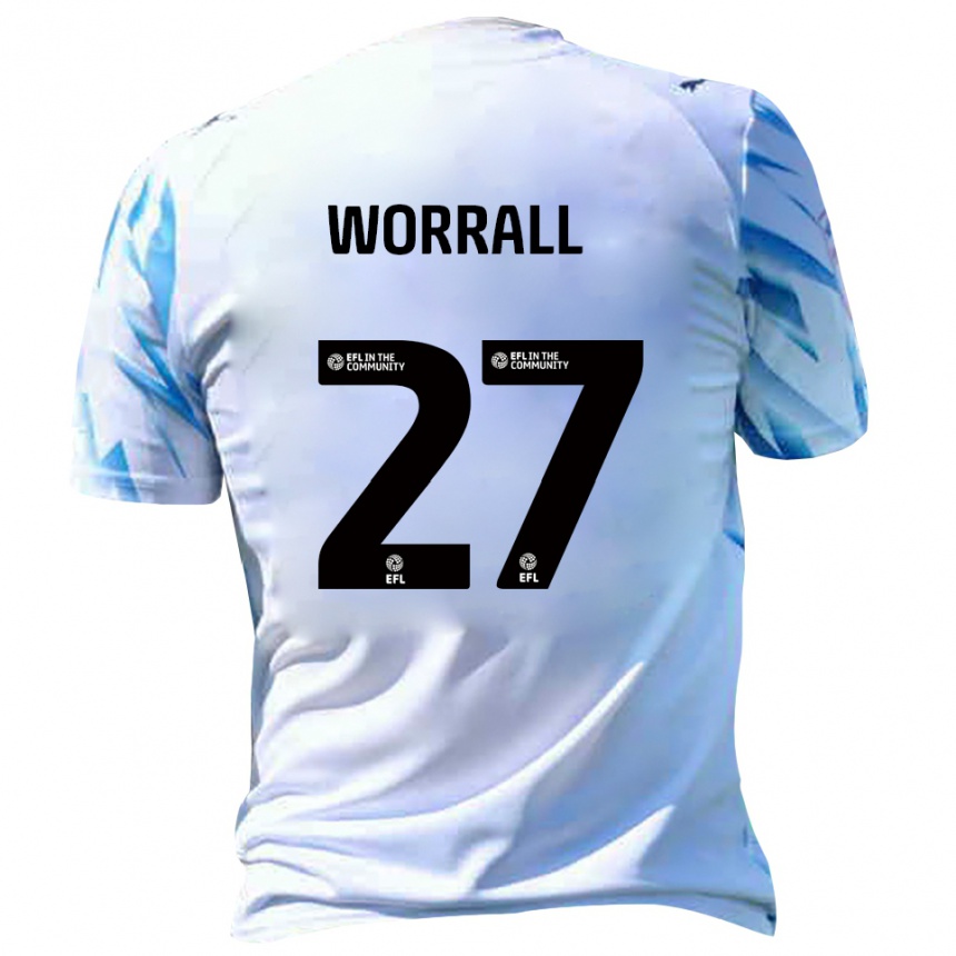 ילדים כדורגל דייוויד וורל #27 לבן תכלת ג'רזי ביתית 2025/26